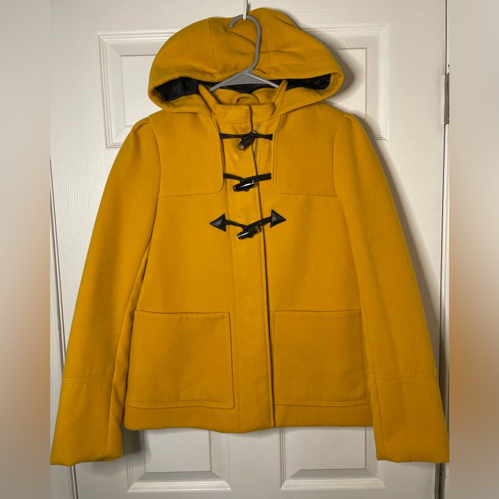 Yellow Hooded Toggle Coat